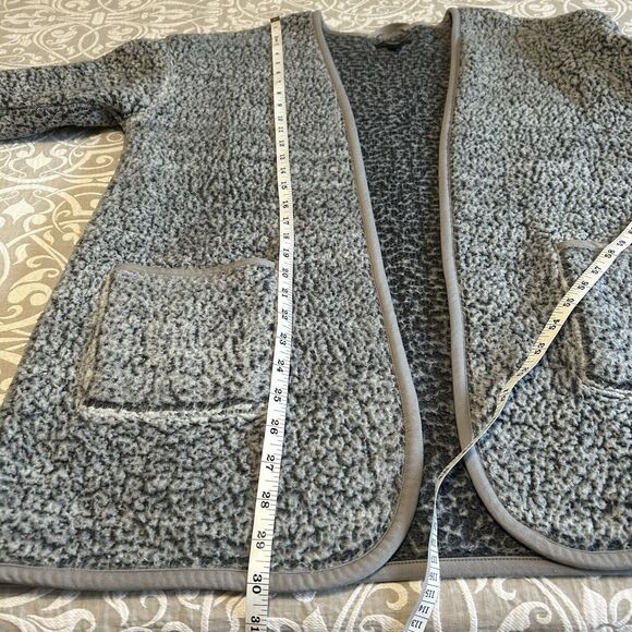 Simply Vera Wang Sherpa Cardigan Women S Blue Gray Pockets Cozy Comfy Boho Warm - Picture 6 of 10